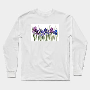 Purple French Iris Watercolor Long Sleeve T-Shirt